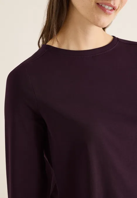 Shirt in Unifarbe eggplant red