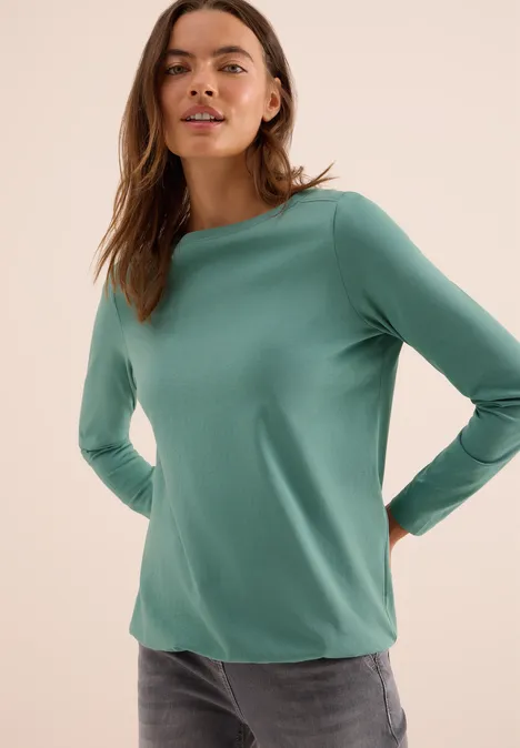 Shirt in Unifarbe jewel green