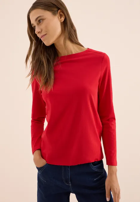 Shirt in effen kleur fiery red