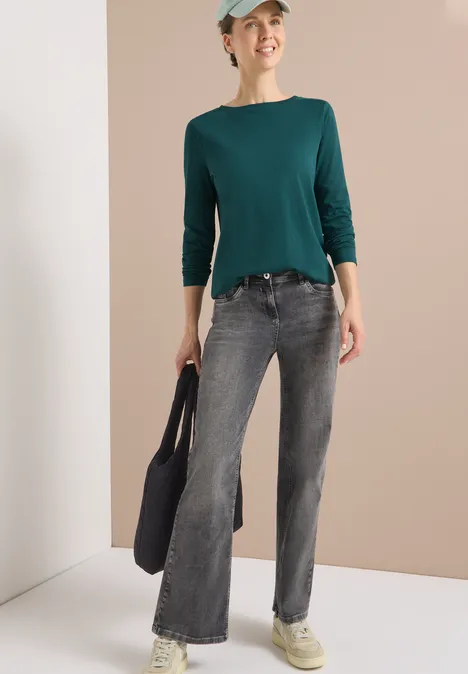 Shirt in effen kleur dark sea green