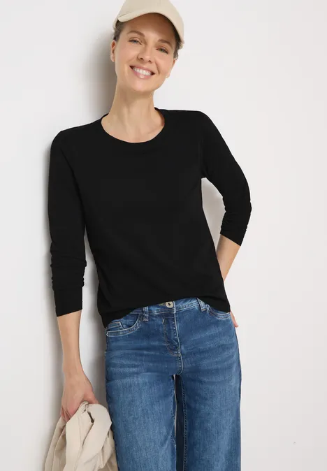 Basic shirt met ronde hals Black Basic shirt met ronde hals Black