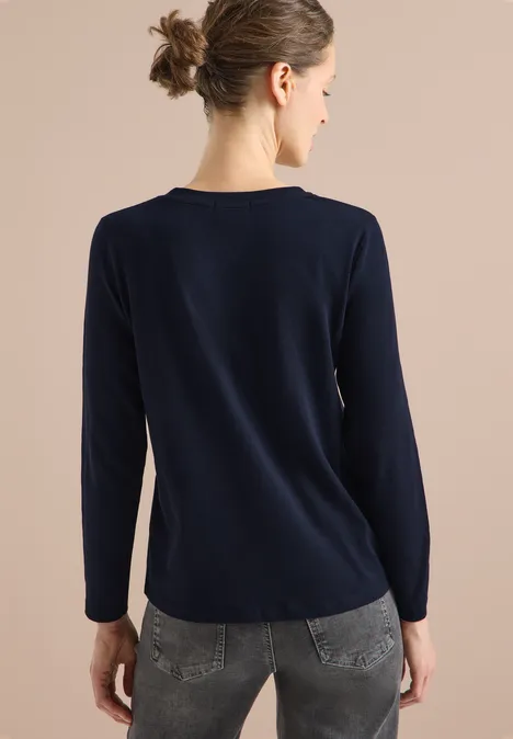 Basic shirt met ronde hals urban dark blue Basic shirt met ronde hals urban dark blue