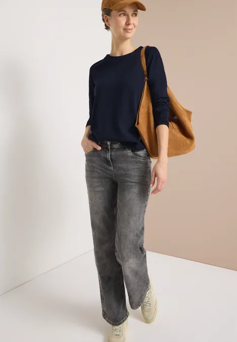 Basic shirt met ronde hals urban dark blue Basic shirt met ronde hals urban dark blue