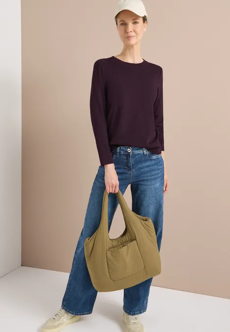 Basic Rundhalsshirt eggplant red