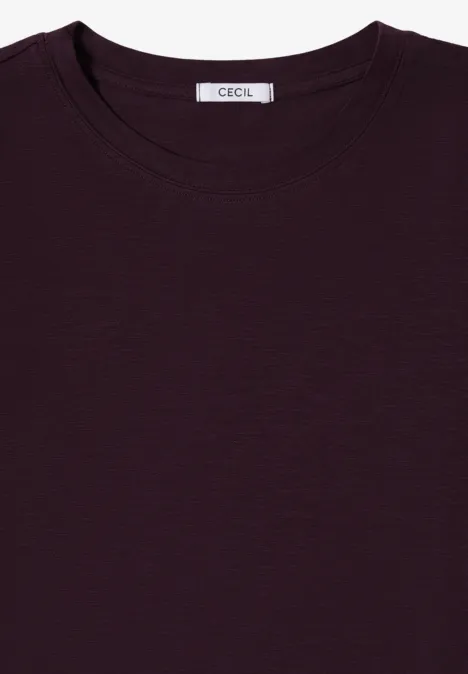 Basic Rundhalsshirt eggplant red
