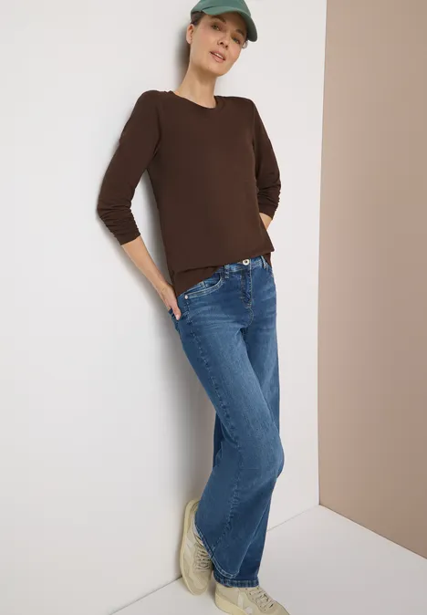 Basic Rundhalsshirt chocolate mousse