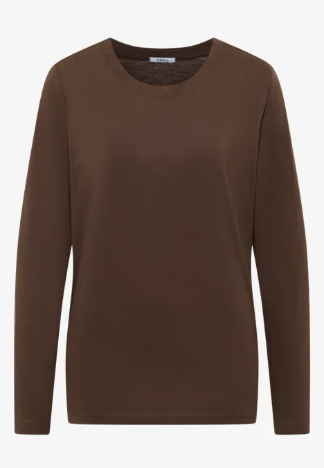 Basic Rundhalsshirt chocolate mousse