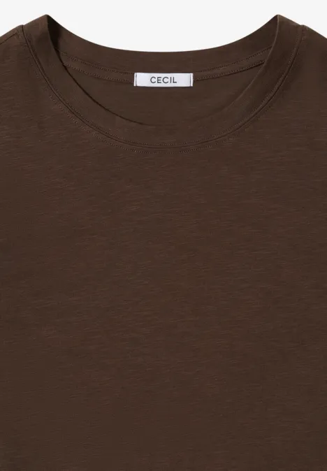 Basic Rundhalsshirt chocolate mousse