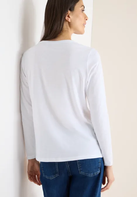 T-shirt à manches longues Split Neck White