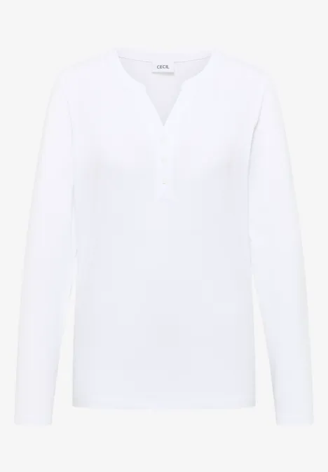 T-shirt à manches longues Split Neck White