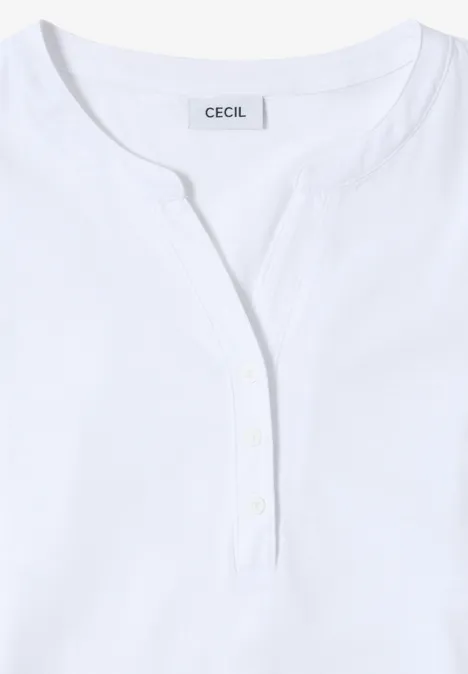 T-shirt à manches longues Split Neck White