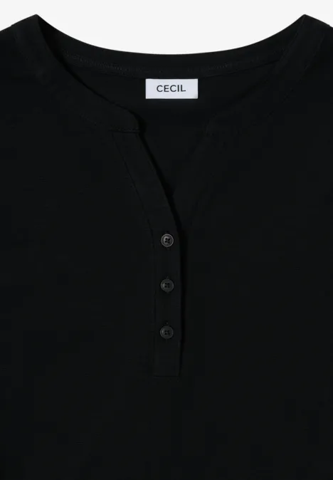 T-shirt à manches longues Split Neck Black