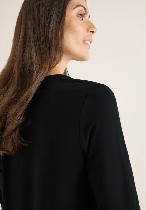 T-shirt à manches longues Split Neck Black