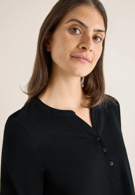 T-shirt à manches longues Split Neck Black