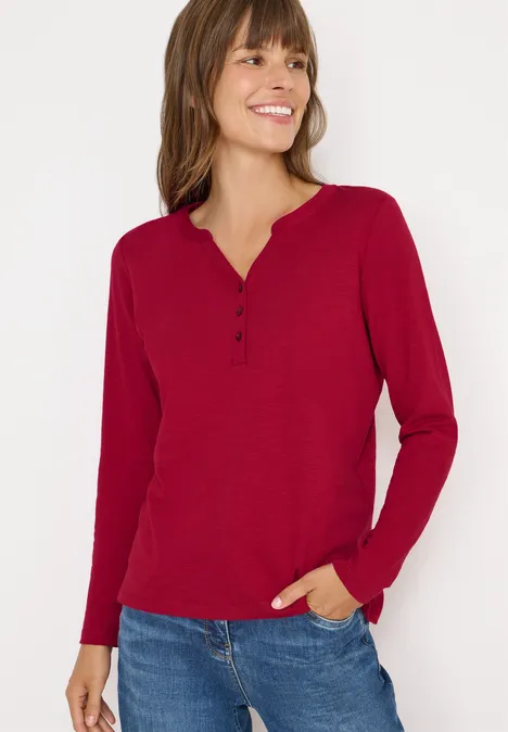 T-shirt à manches longues Split Neck beaujolais red