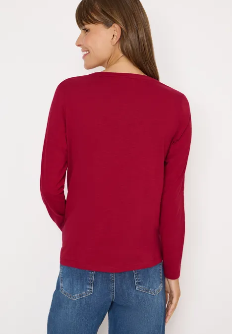 T-shirt à manches longues Split Neck beaujolais red