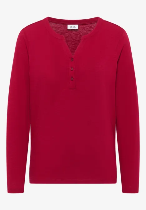 T-shirt à manches longues Split Neck beaujolais red