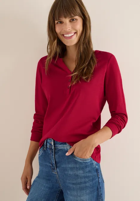 T-shirt à manches longues Split Neck beaujolais red