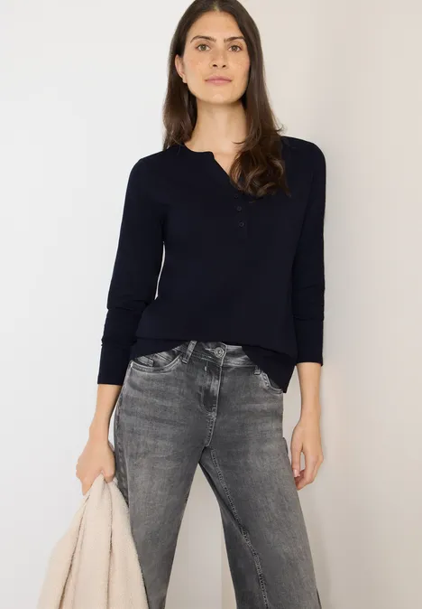 T-shirt à manches longues Split Neck urban dark blue