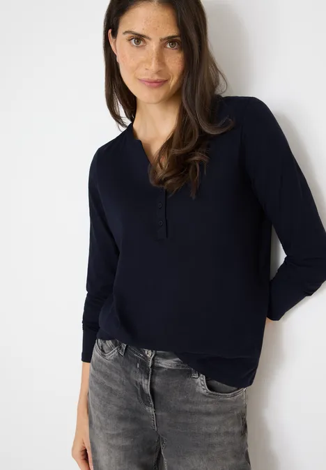 T-shirt à manches longues Split Neck urban dark blue