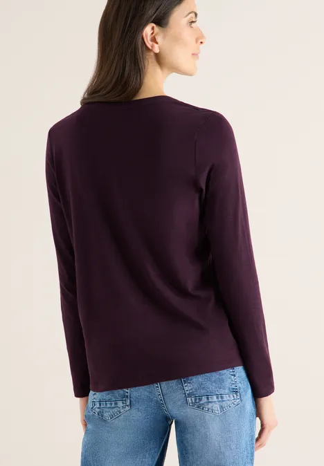 Shirt met lange mouwen met gespleten hals eggplant red