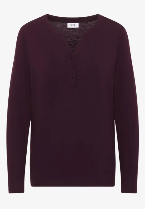 Shirt met lange mouwen met gespleten hals eggplant red