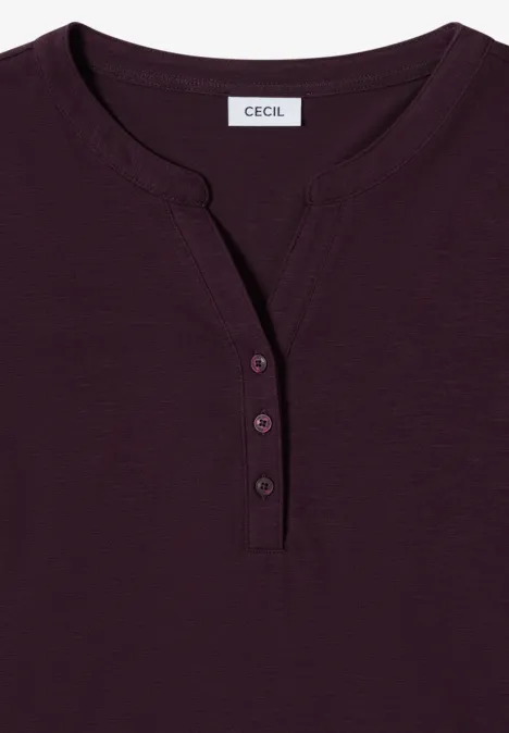 Shirt met lange mouwen met gespleten hals eggplant red