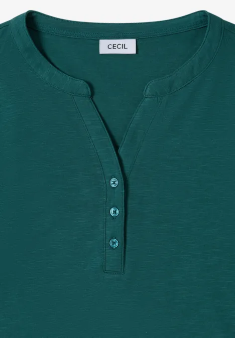 Split Neck Langarmshirt dark sea green