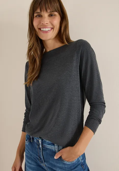 Langarmshirt black melange