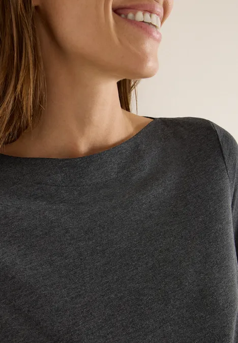 Langarmshirt black melange