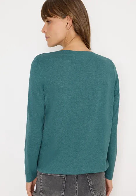 Shirt met lange mouwen dark sea green melange