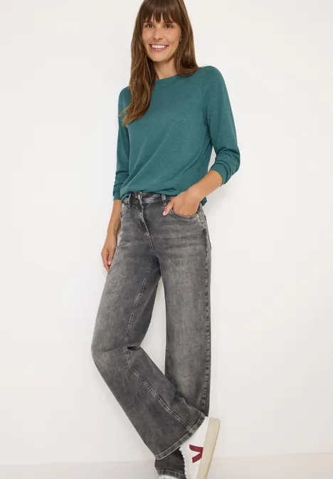 Shirt met lange mouwen dark sea green melange
