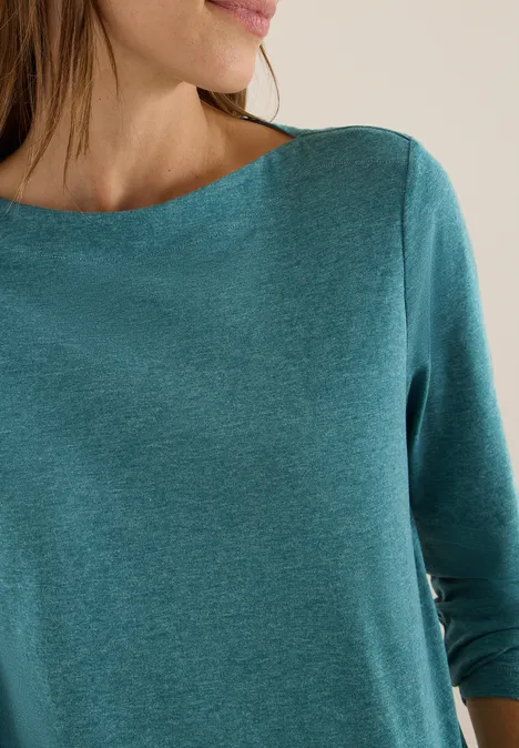 Shirt met lange mouwen dark sea green melange