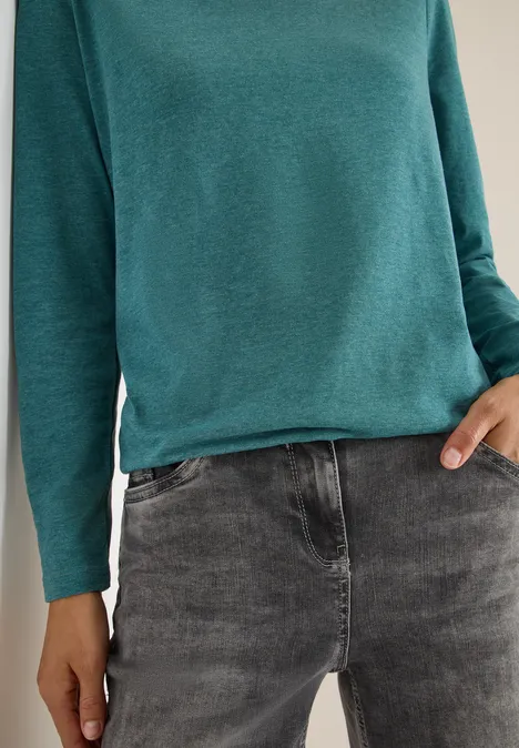 Shirt met lange mouwen dark sea green melange