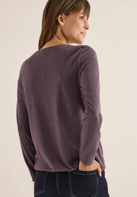 Shirt met lange mouwen eggplant red melange