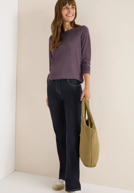 Shirt met lange mouwen eggplant red melange