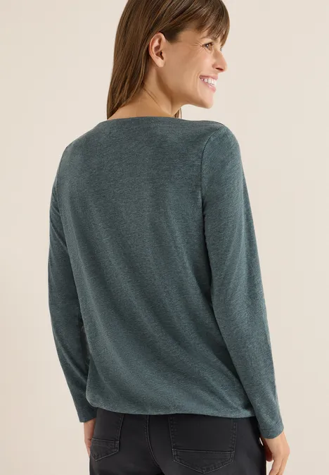 Langarmshirt ink green melange