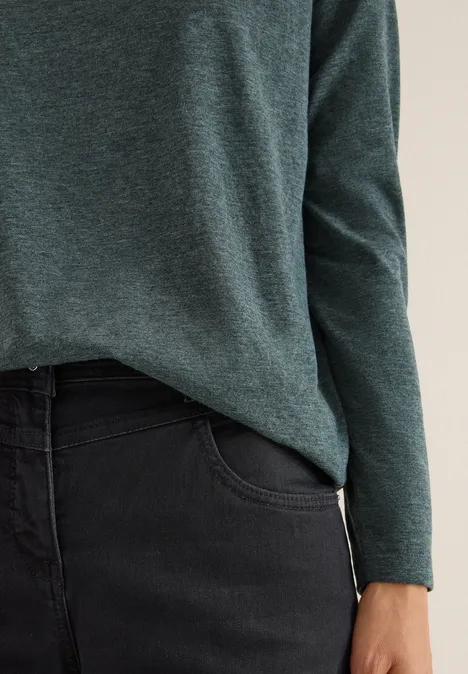 Langarmshirt ink green melange