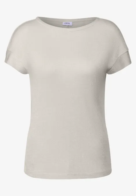 T-Shirt mit Glitzerdetails light beige