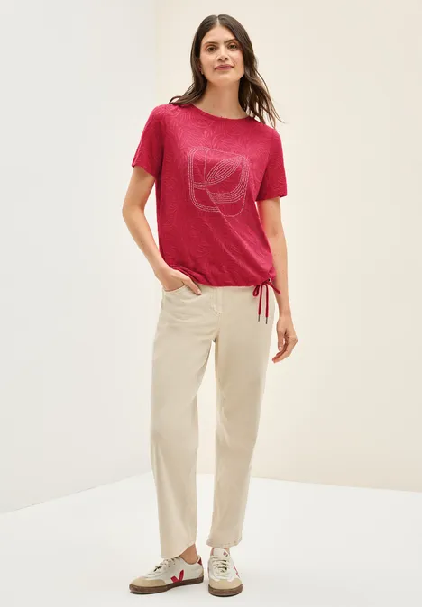 T-Shirt mit Schmucksteinen glazed apple red