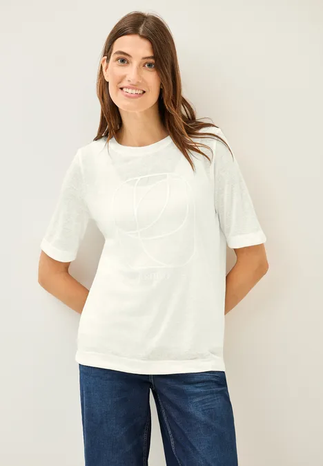 Shirt mit tonalem Print vanilla white