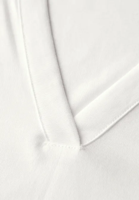 Split Neck Top vanilla white