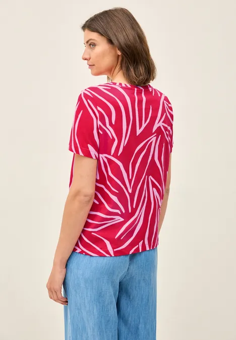T-Shirt mit floralem Print glazed apple red