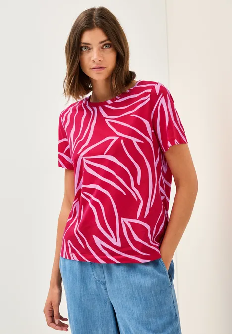 T-Shirt mit floralem Print glazed apple red