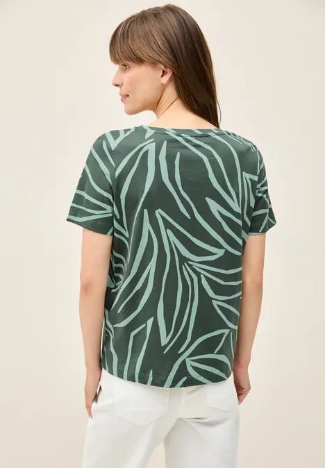 T-Shirt mit floralem Print dark balmy khaki
