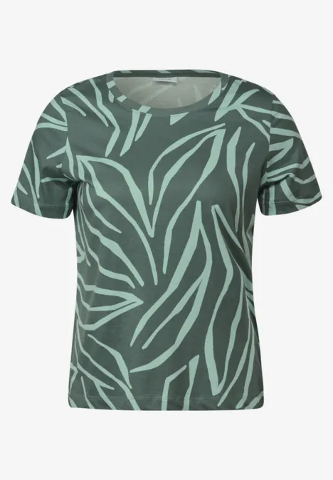 T-Shirt mit floralem Print dark balmy khaki