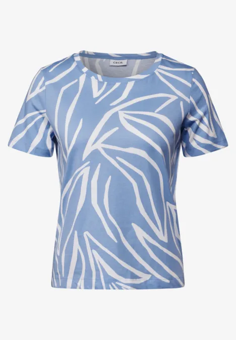 T-Shirt mit floralem Print deep pastel blue