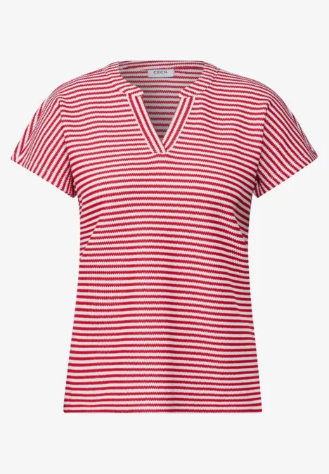 Gestreiftes Strukturshirt glazed apple red