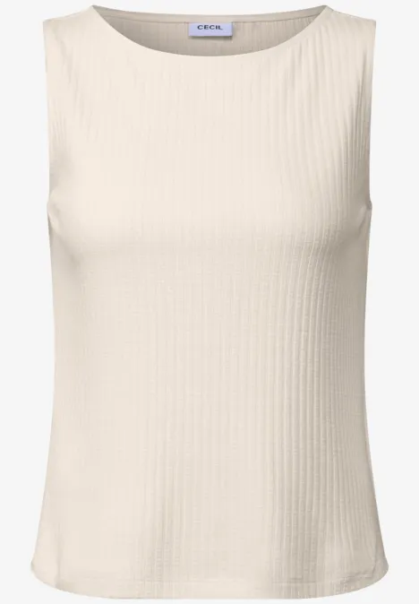 Top mit Rippstruktur light beige