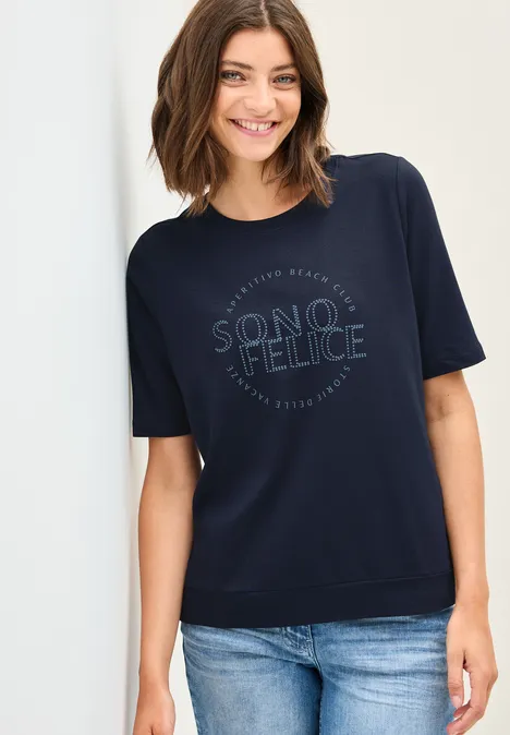 Shirt mit Wording Artwork urban navy blue